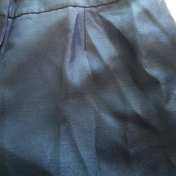 Le Suit Blue Textured Satin Straight Leg Lined Trouser Pant Size 4 - Picture 3 of 7